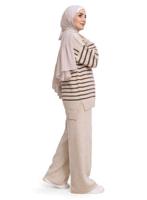 Wood Striped Knit Suit 1 - Khotwh
