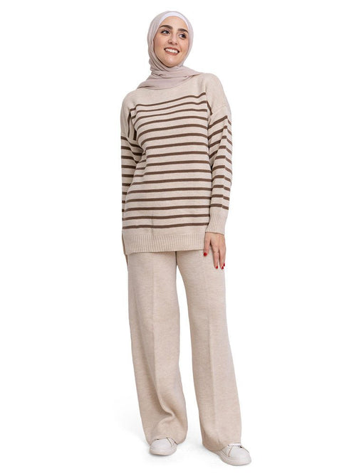 Wood Striped Knit Suit 1 - Khotwh