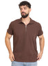 Wood Zipper Squares Polo Neck T-Shirt - Khotwh