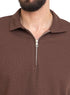 Wood Zipper Squares Polo Neck T-Shirt - Khotwh