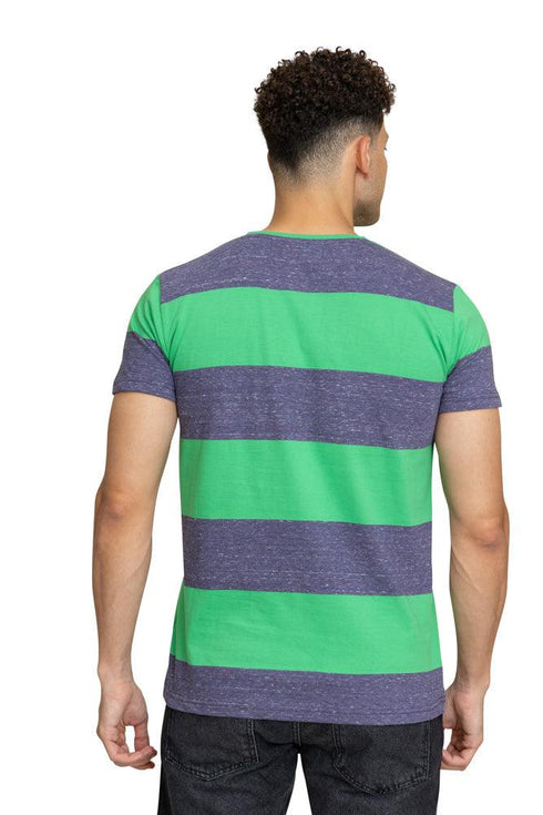 W.Striped Green Striped Round T-shirt - Khotwh