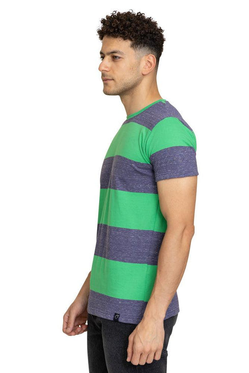 W.Striped Green Striped Round T-shirt - Khotwh