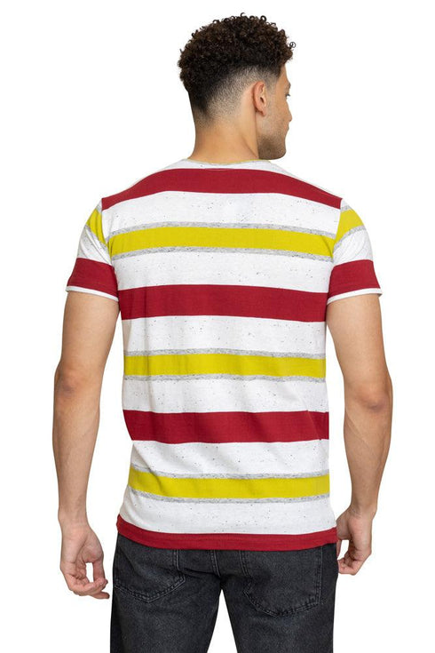 W.Striped kiwi Striped Round T-shirt - Khotwh