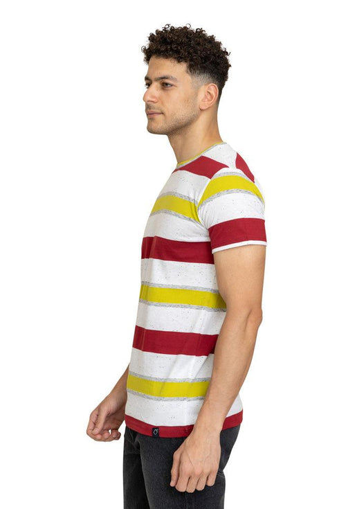 W.Striped kiwi Striped Round T-shirt - Khotwh