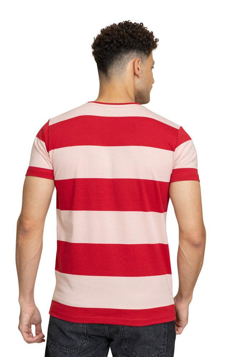 W.Striped Rouge Striped Round T-shirt - Khotwh