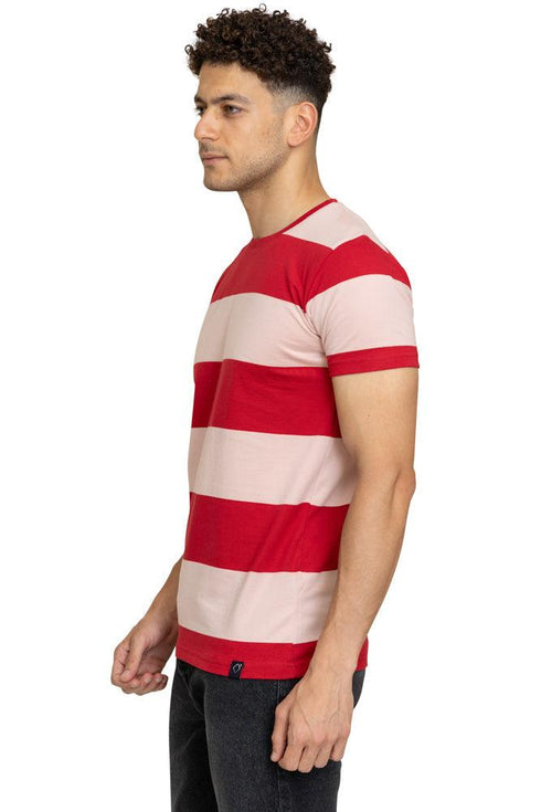 W.Striped Rouge Striped Round T-shirt - Khotwh