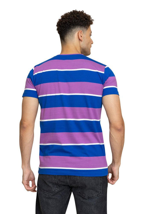 W.Striped Royal Blue Striped Round T-shirt - Khotwh