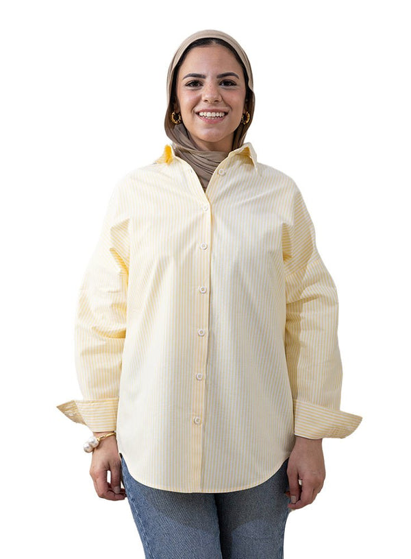 Yellow - Design 2 Stripped Over - Size Shirt - Khotwh