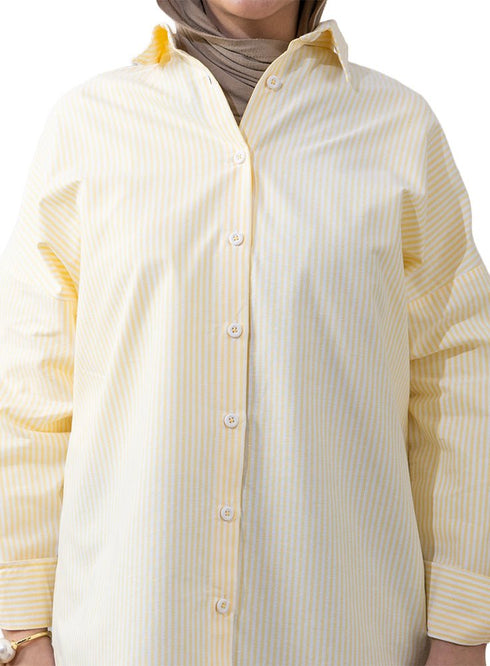 Yellow - Design 2 Stripped Over - Size Shirt - Khotwh
