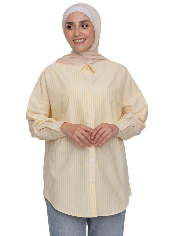Yellow - Design 2 Stripped Over - Size Shirt - Khotwh