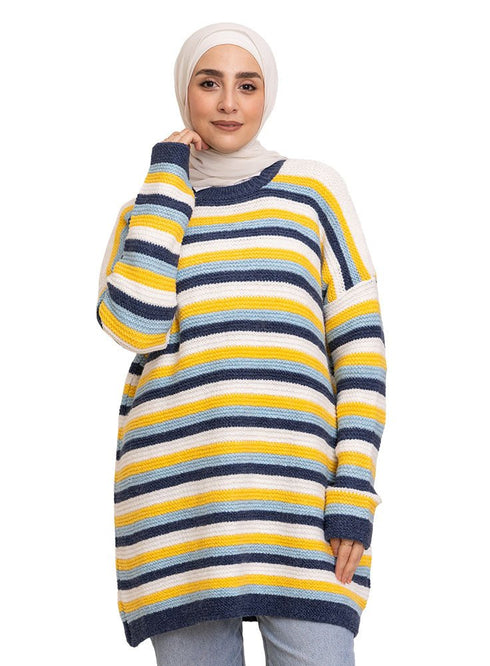 Yellow Striped Pullover Design 2 - Khotwh