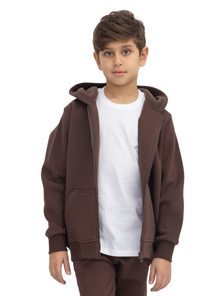 Brown Kids Sw-Zipper