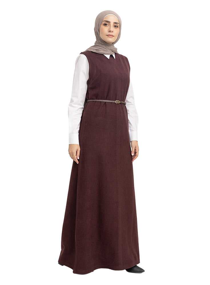 Bergundy W-Sleeveless Dress