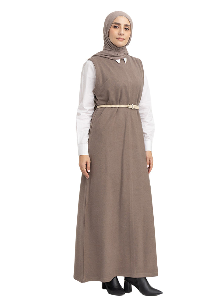 Coffee W-Sleeveless Dress