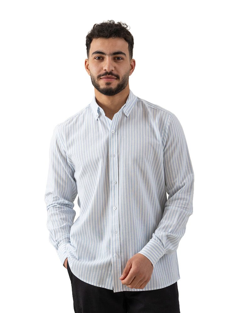 Baby Blue-Design 2 Striped Linen Shirt
