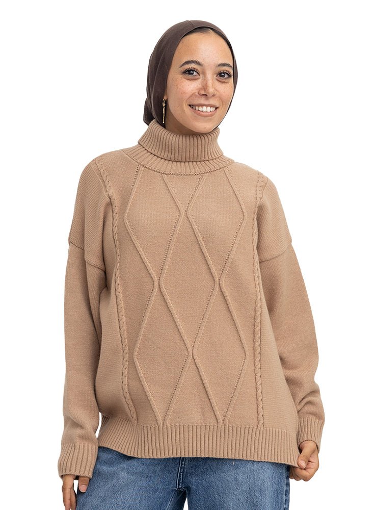 Beige  Rhombus High Cole Pullover