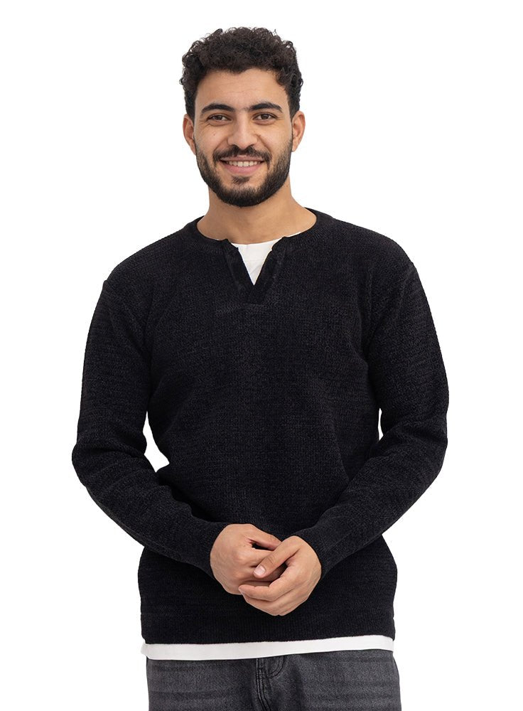 بلوفر سادة تصميم 2625 - أسود