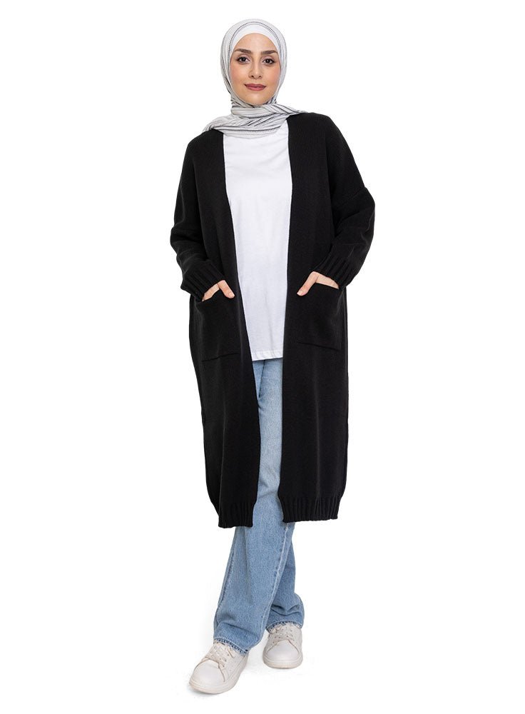Women'S Cardigans Black Knit Cardigan – Khotwh