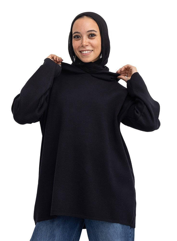 Black Over Size Knitted Hoodie 2