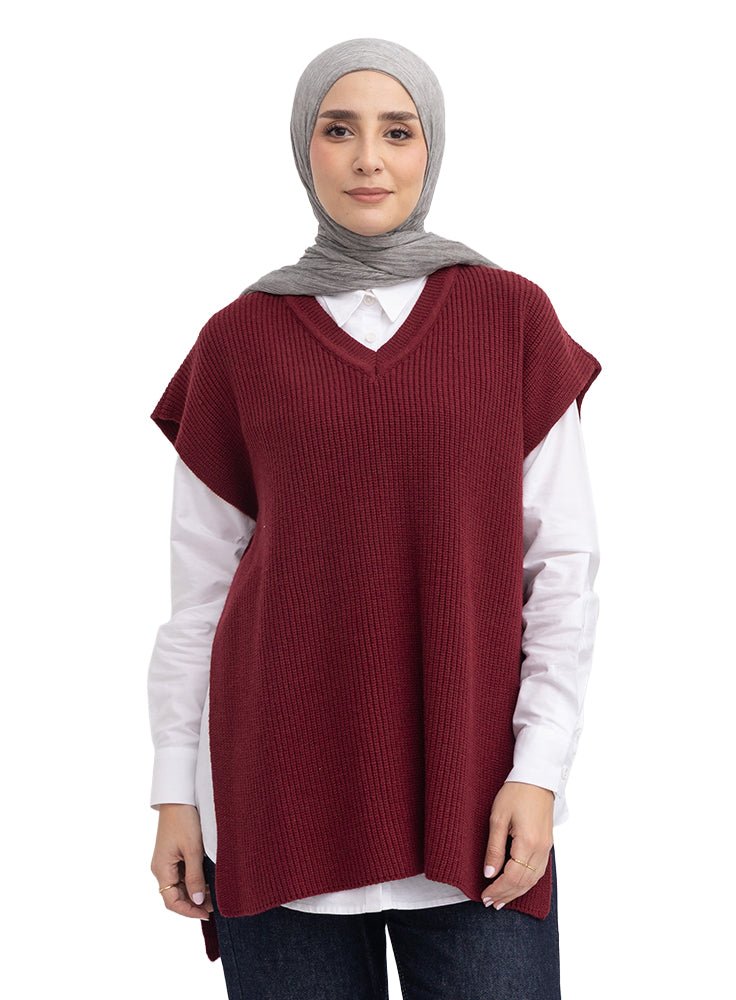 Brick Red Cut Belt Pullover