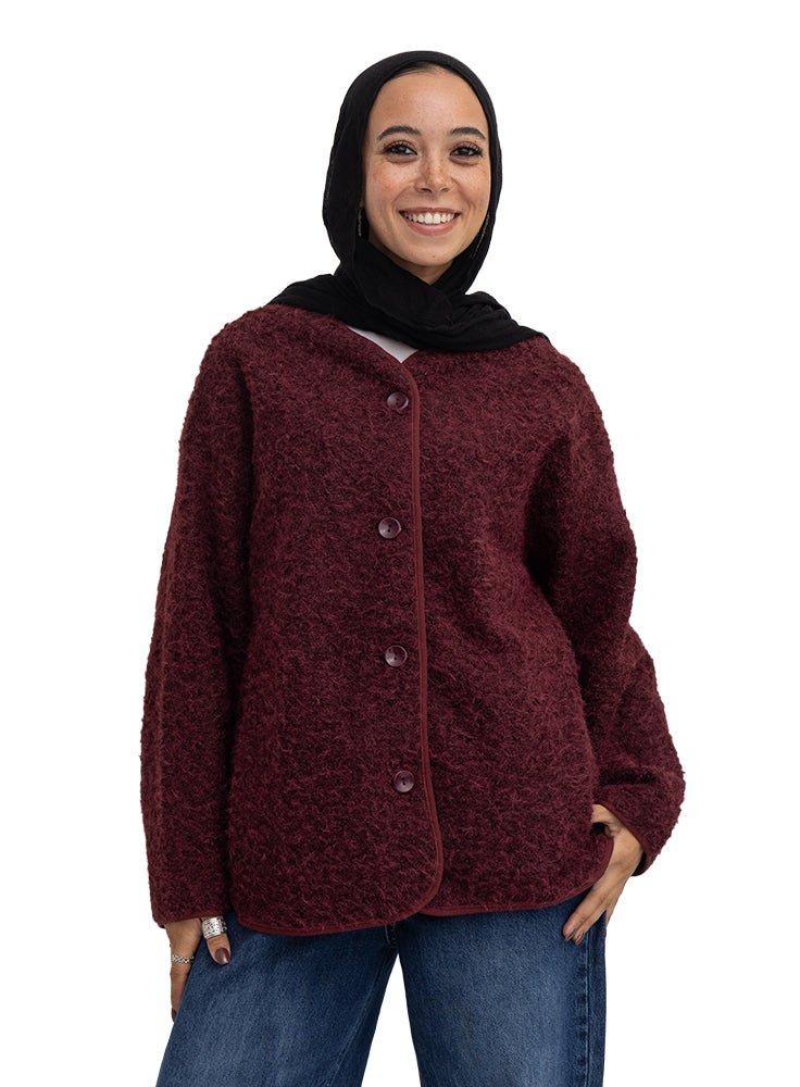 Brick Red Fluffy Jacket