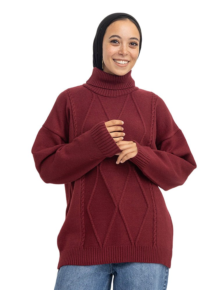 Brick Red  Rhombus High Cole Pullover