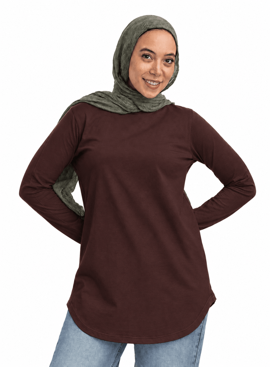 Burgundy Brown Cur.Long-Sleeve