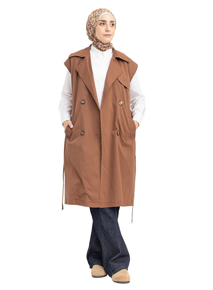 Chocolate RD-Sleeveless Trench Coat