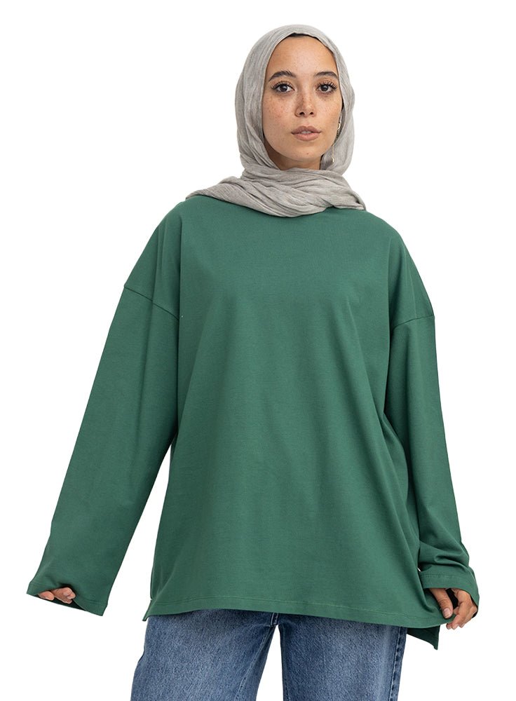 تي شيرت كم طويل اوفر سايز v - سيلنترو