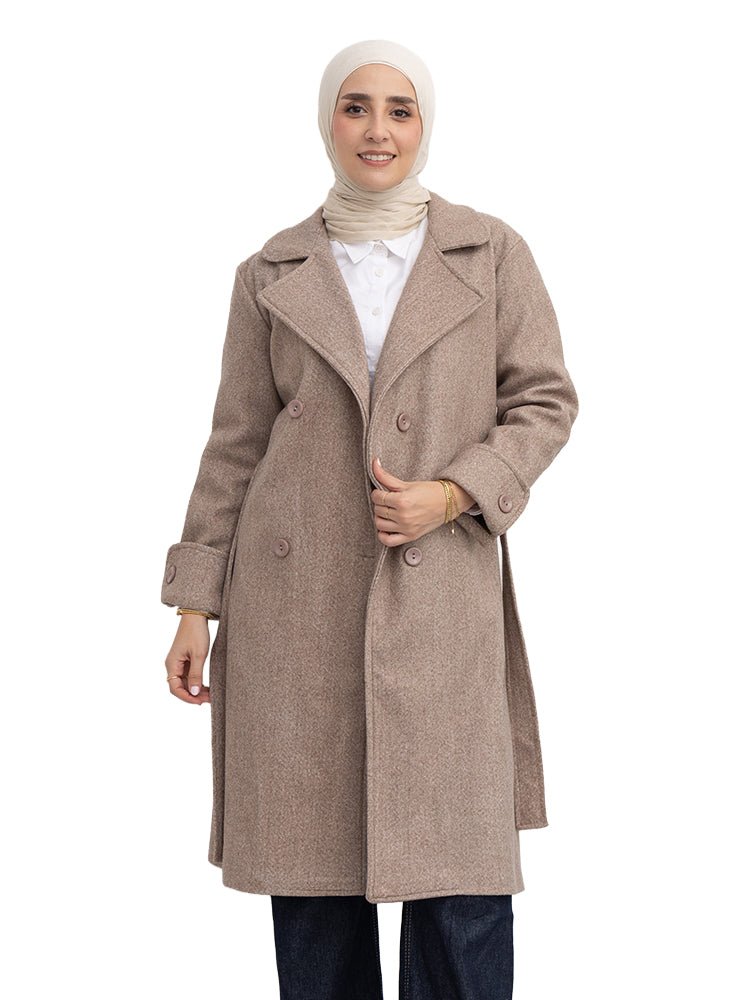 Coffee Long Feather Coat