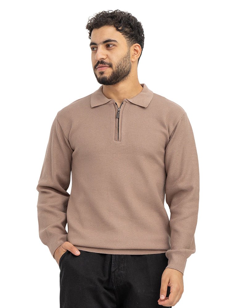 Coffee Quarter Zipper Pullover