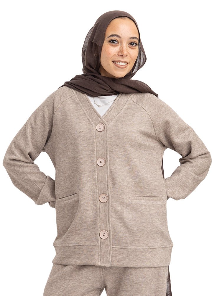 Coffee RD-Button Sweater
