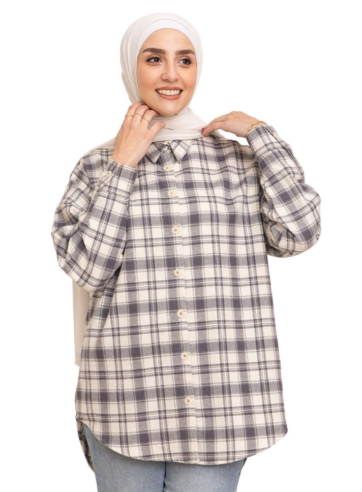 Shirts For Women | Checkered Shirt Blue Beige – Khotwh