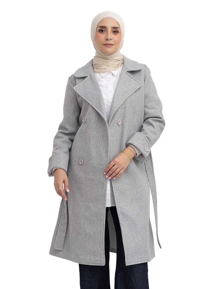 Grey Long Feather Coat