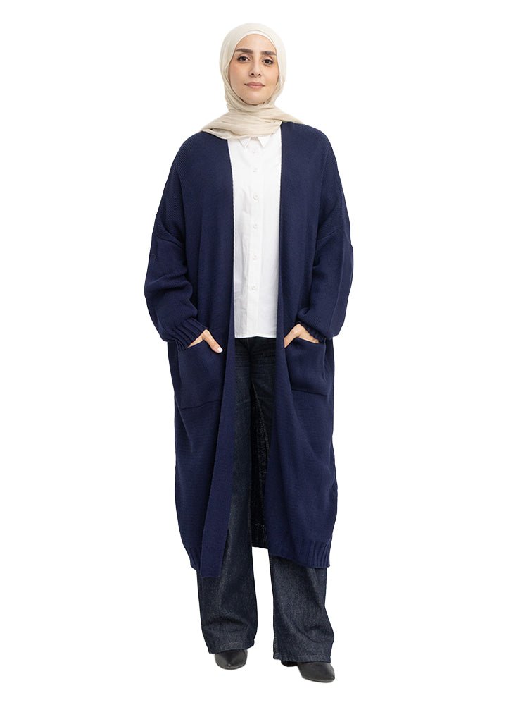 Indigo Knit-Long Cardigan