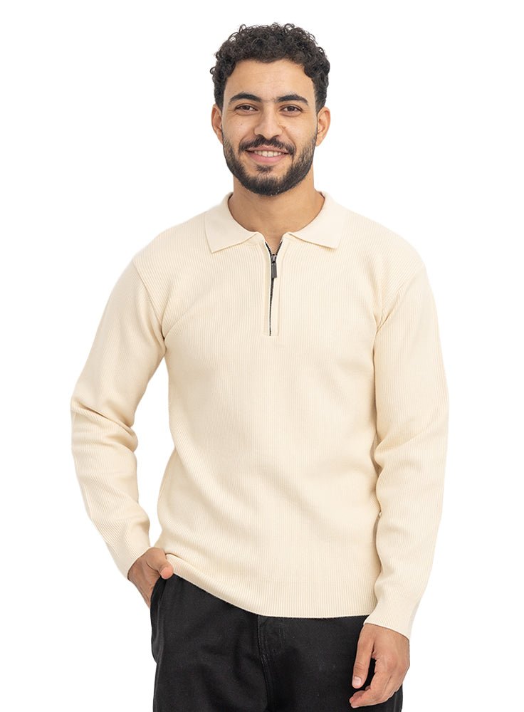 Light Latte Quarter Zipper Pullover