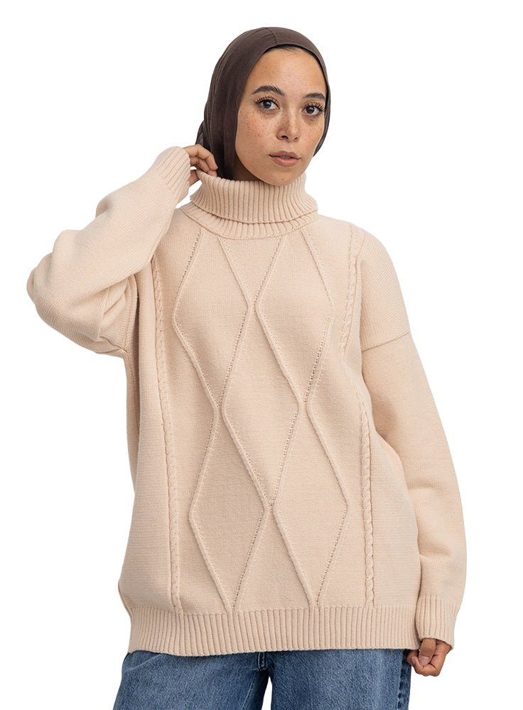 Light Latte  Rhombus High Cole Pullover