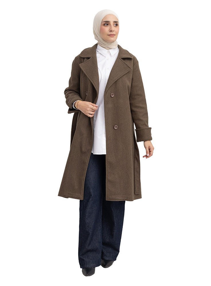 Olive Long Feather Coat