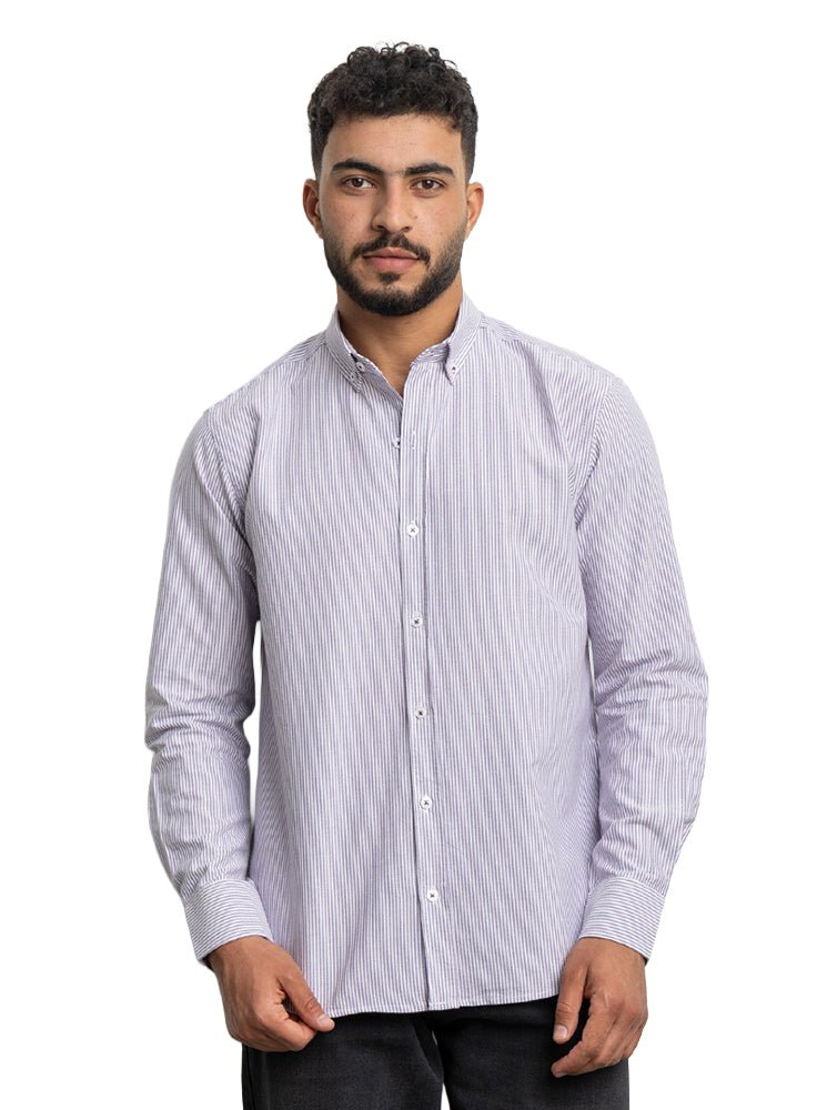 Purple-Design 1 Striped Oxford Shirt