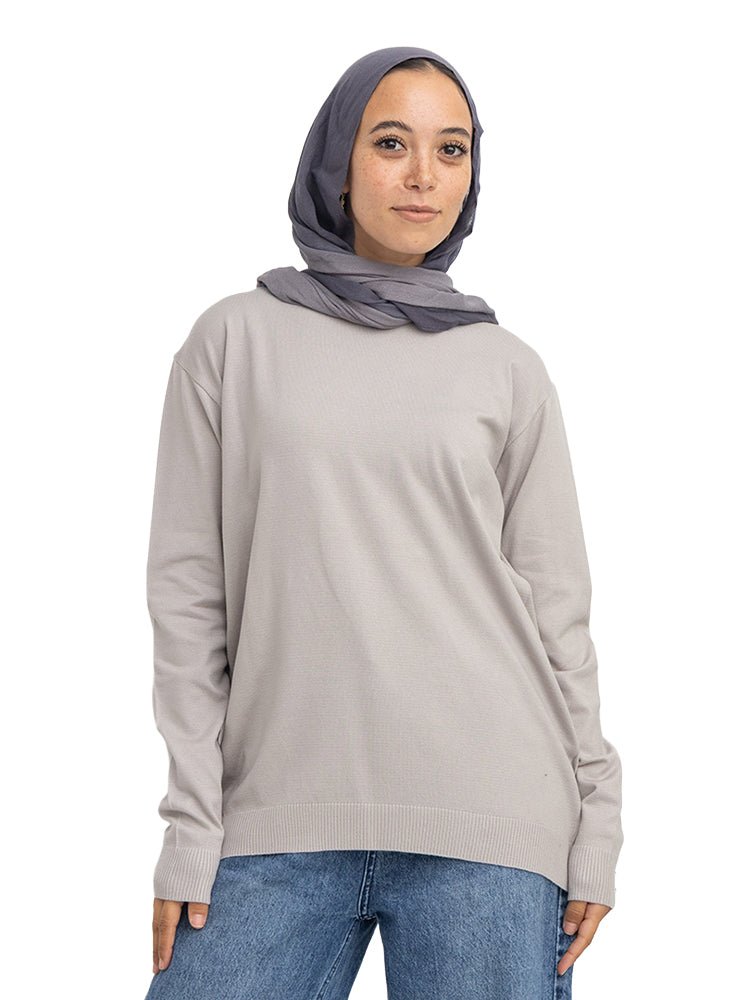 Silver Round Knit Pullover