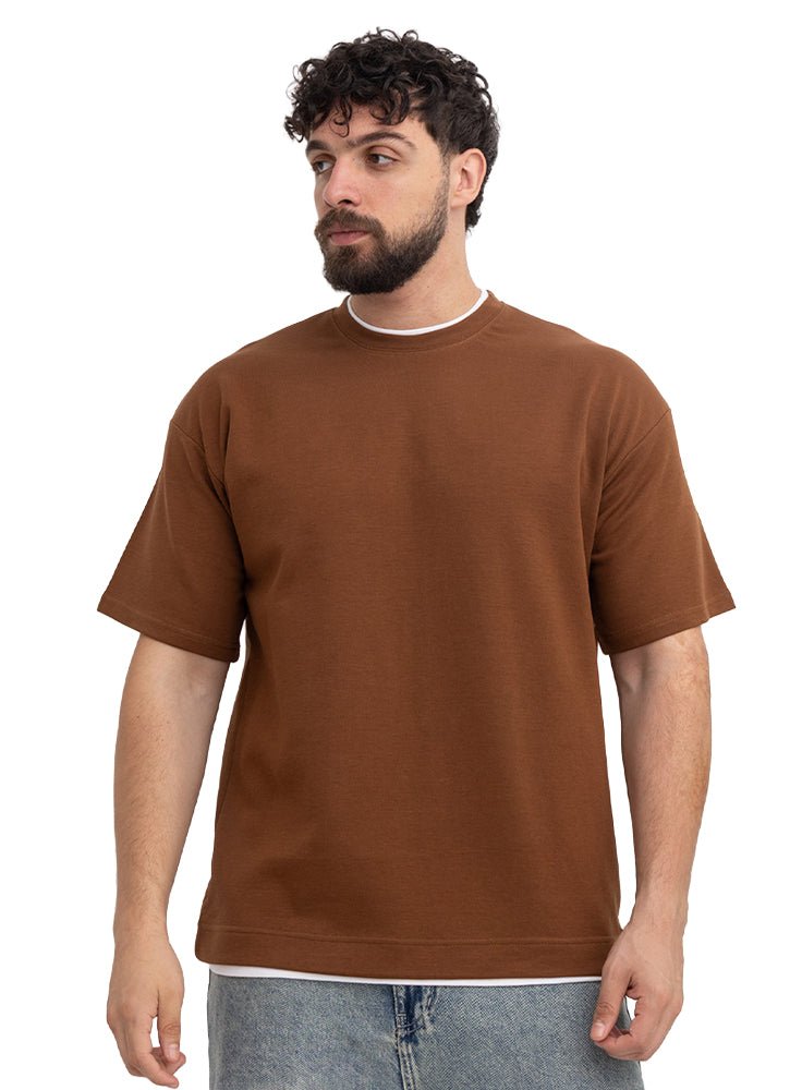 Wood Double-Layerd Oversize Round T-Shirt