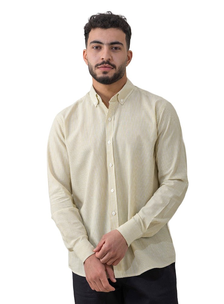 Yellow-Design 1 Striped Linen Shirt